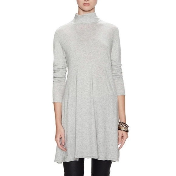 Free People Light Gray Gemma Mock Neck Tunic Dress - Picture 1 of 14